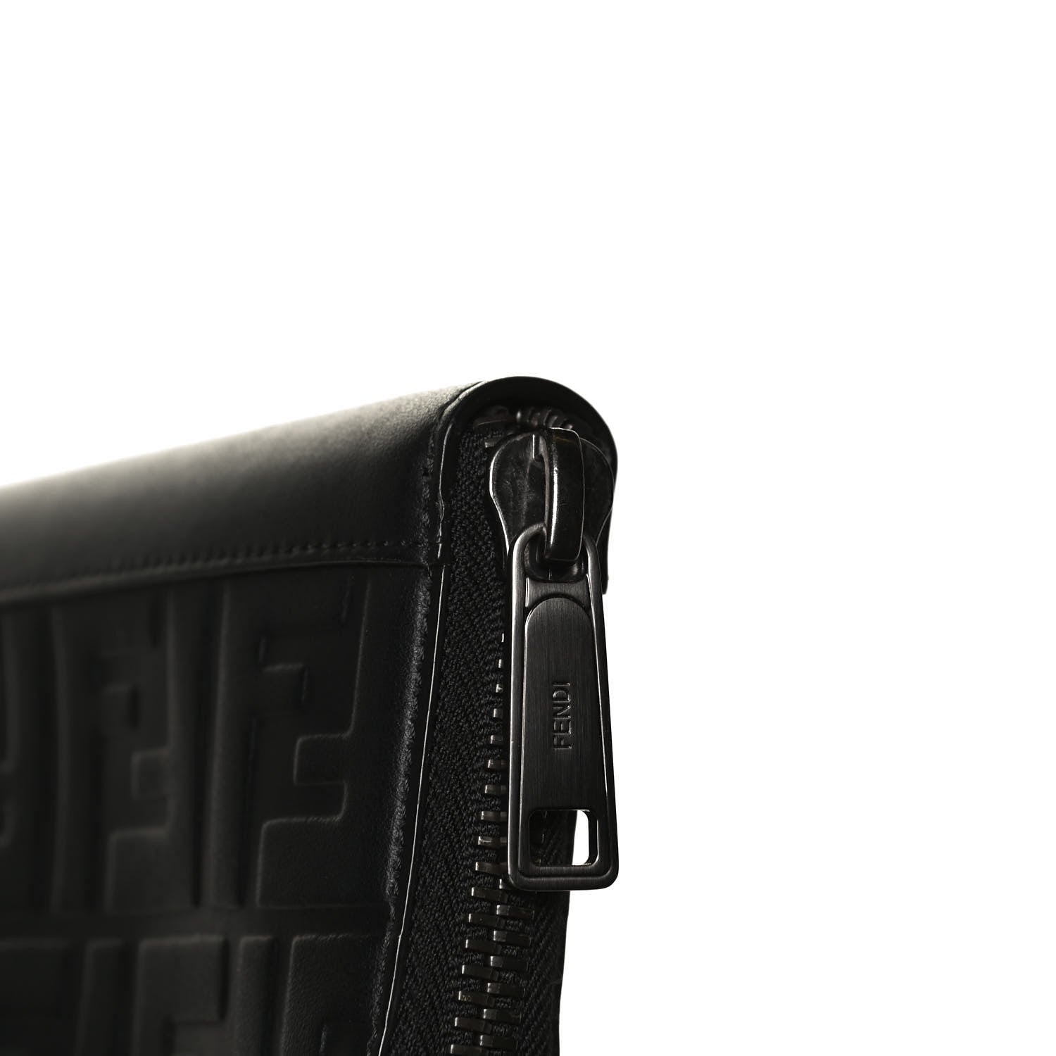 Fendi Vitello Grace FF 1974 Embossed Zip Around Wallet Black 11 of 12