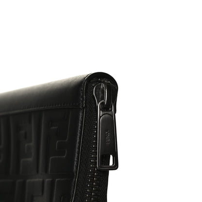 Fendi Vitello Grace FF 1974 Embossed Zip Around Wallet Black 11 of 12