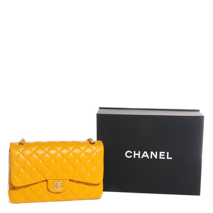 Chanel Lambskin Jumbo Double Flap Yellow 10 of 10