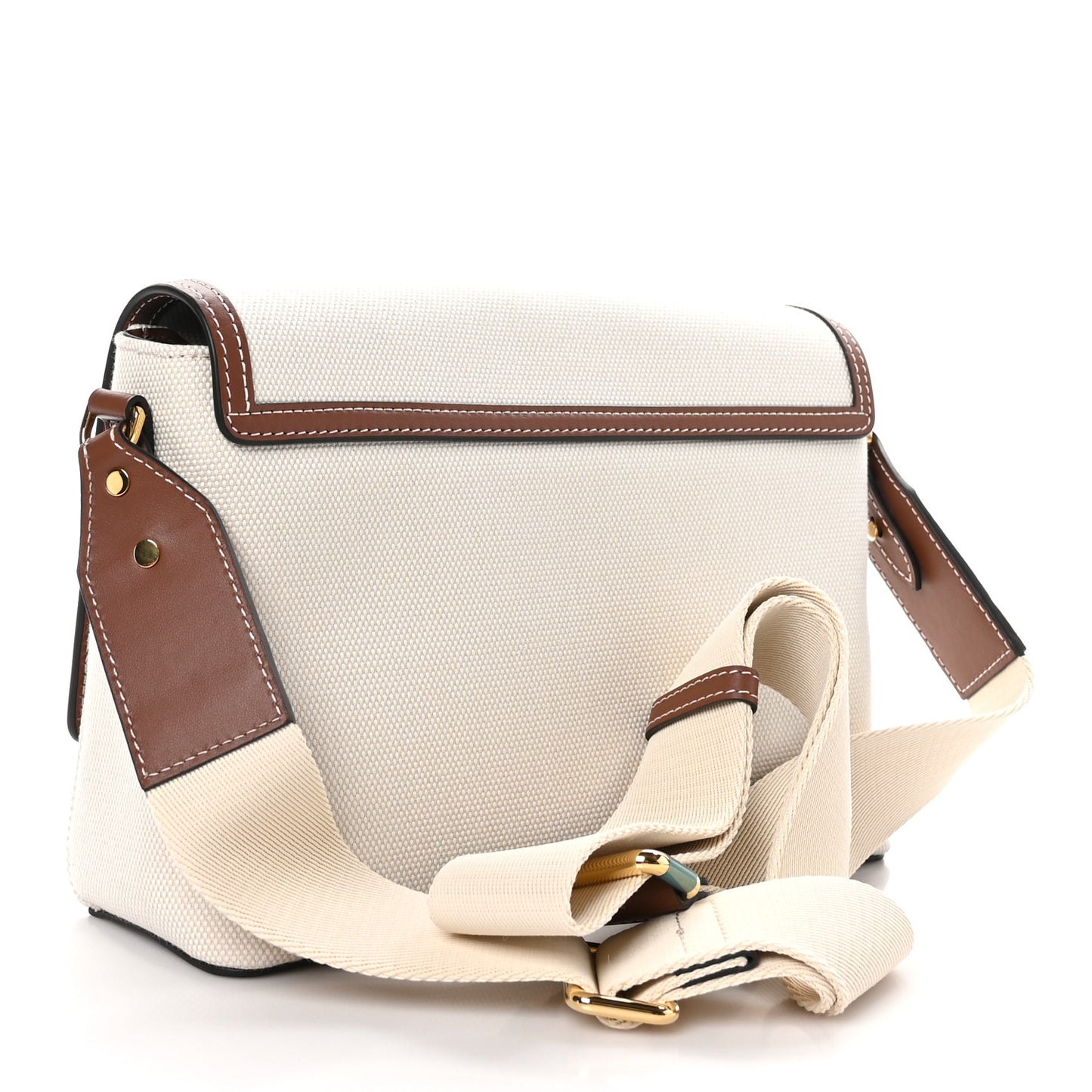 Canvas Horseferry Print Note Crossbody Bag Natural Tan