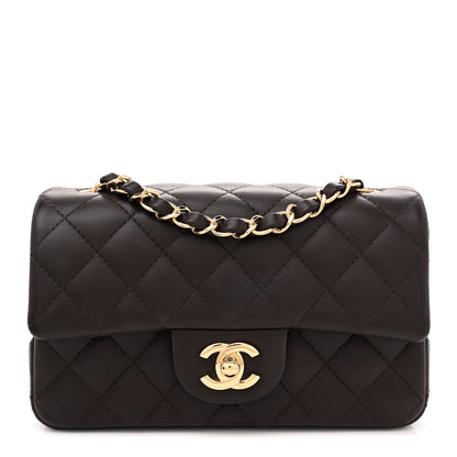 Chanel Lambskin Quilted Mini Rectangular Flap Dark Brown 1 of 10