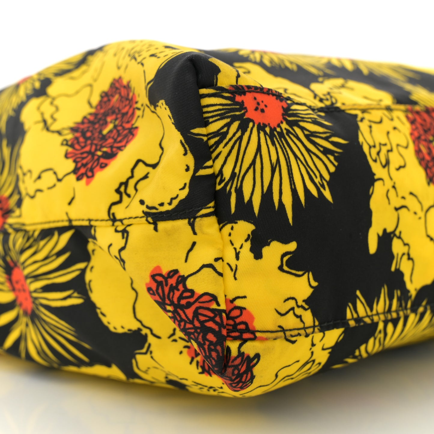 Tessuto Nylon Saffiano Floral Print Tote Giallo