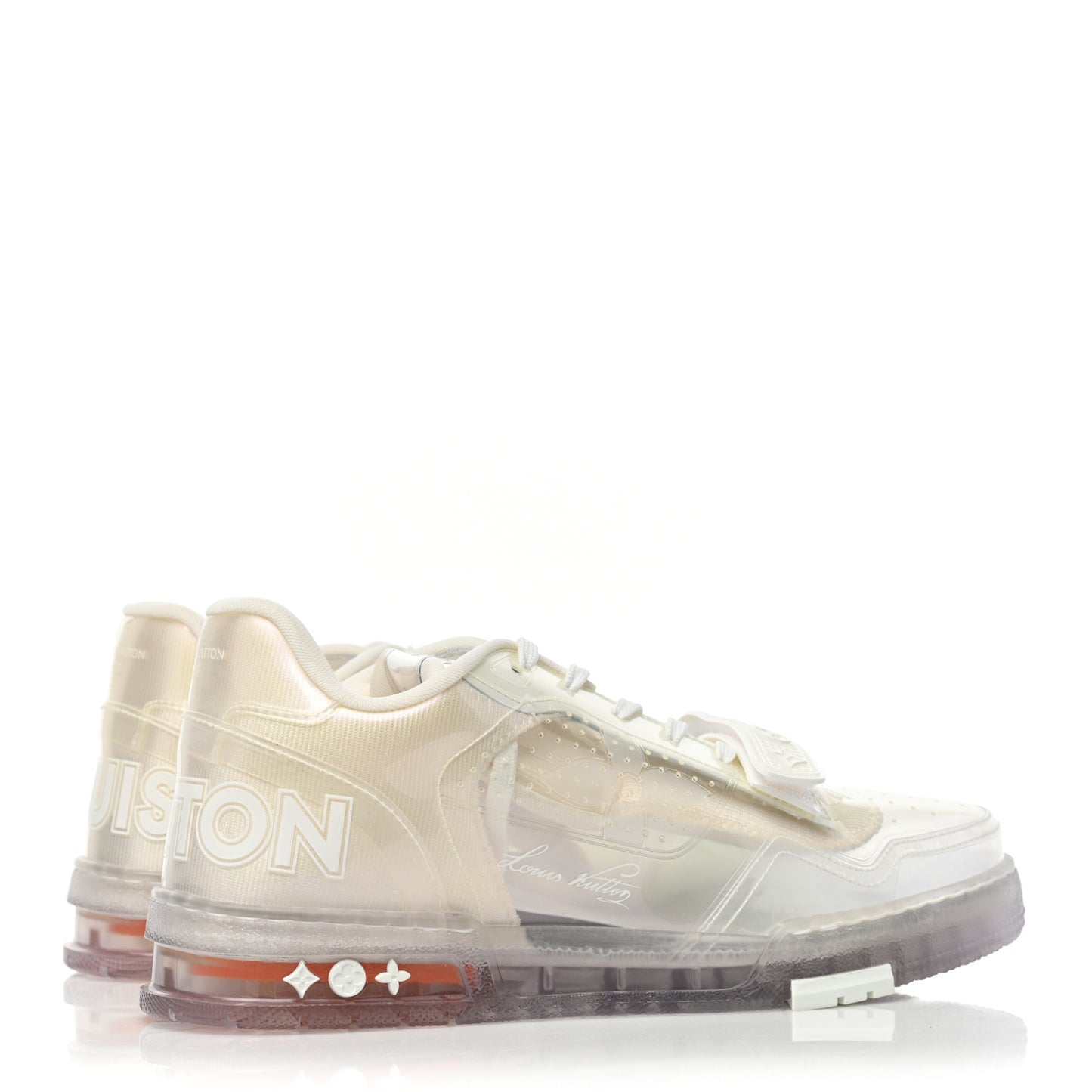 Mix Materials Transparent Monogram Mens LV Trainer Sneakers 8 White