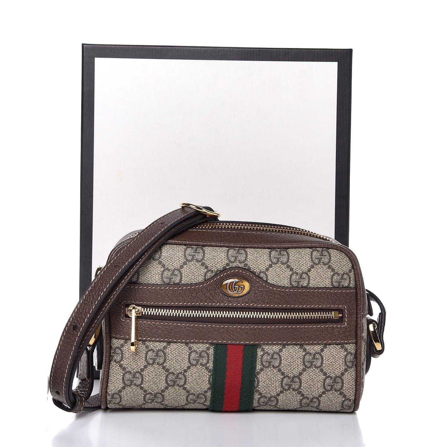 Gucci GG Supreme Monogram Web Mini Ophidia Shoulder Bag Brown 8 of 8