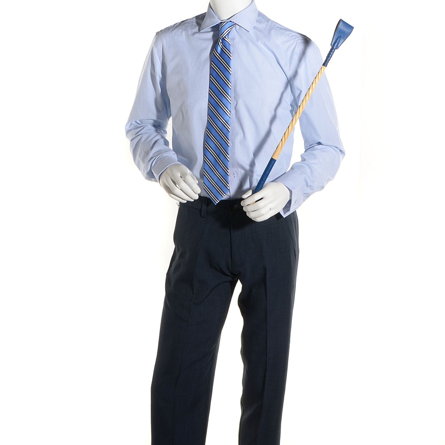 Wood Aniline Goatskin Riding Crop Bleu Electrique