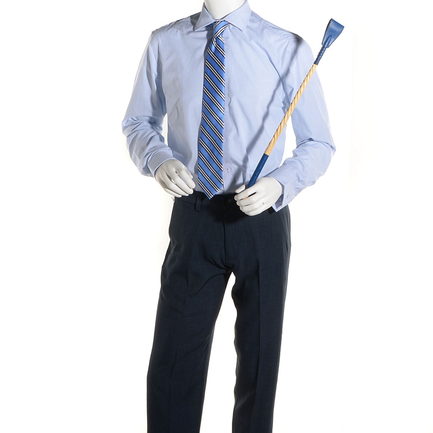 Hermes Wood Aniline Goatskin Riding Crop Bleu Electrique 2 of 8