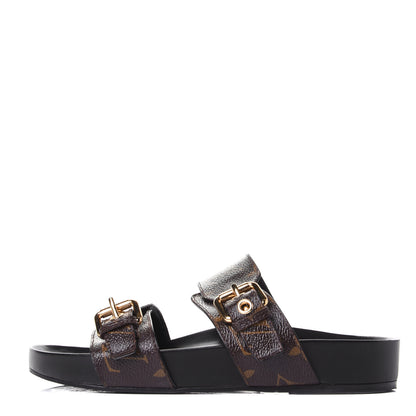 Louis Vuitton Monogram Bom Dia Mule Sandals 36 Black 1 of 10
