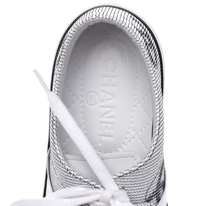 Chanel Embroidered Calfskin Womens CC Sneakers 38.5 Black White 7 of 11
