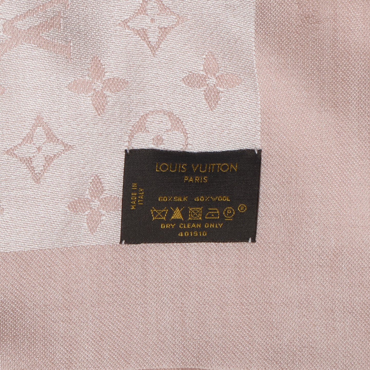 Silk Wool Monogram Denim Shawl Rose