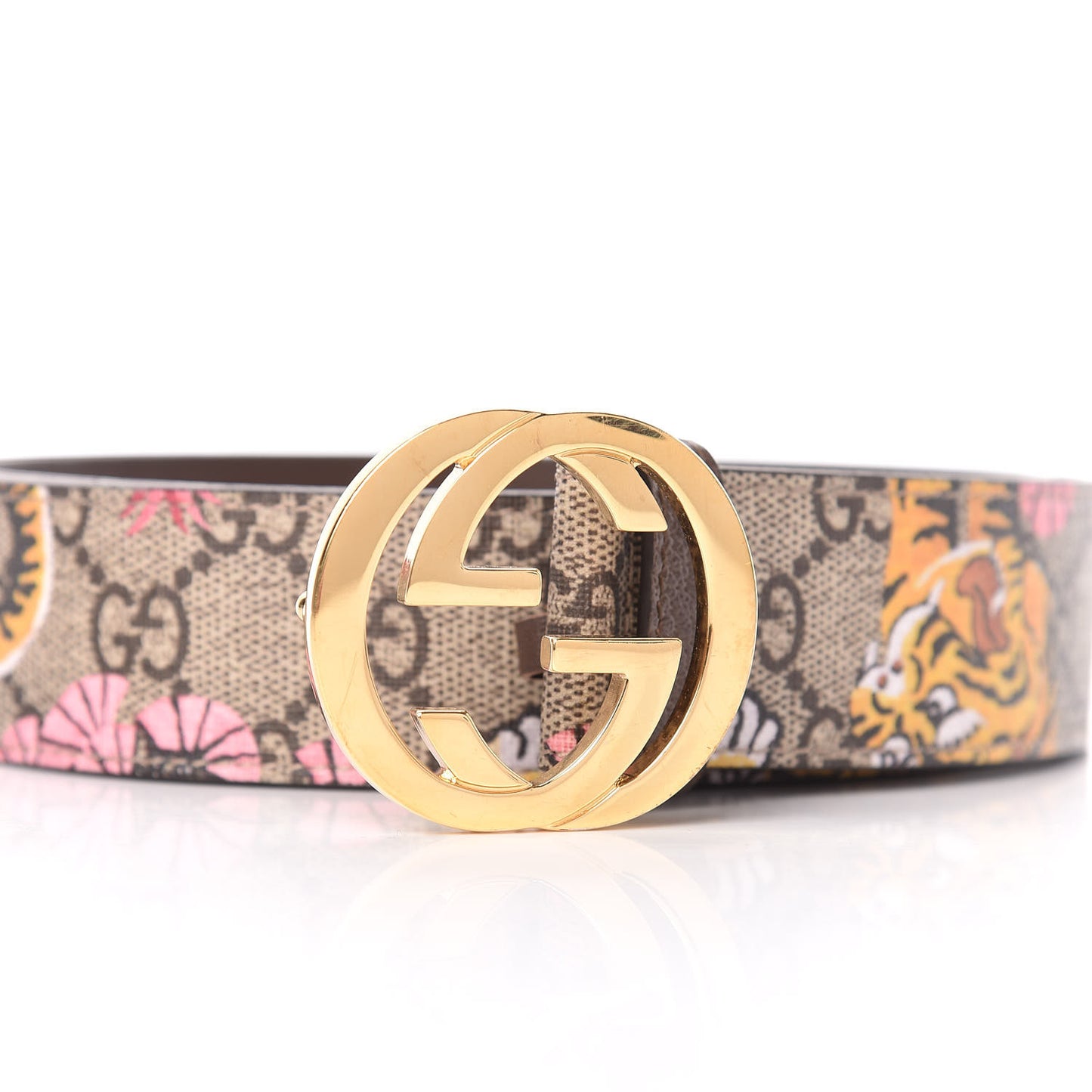 GG Supreme Monogram Bengal Interlocking G Belt 100 40 Beige Pink