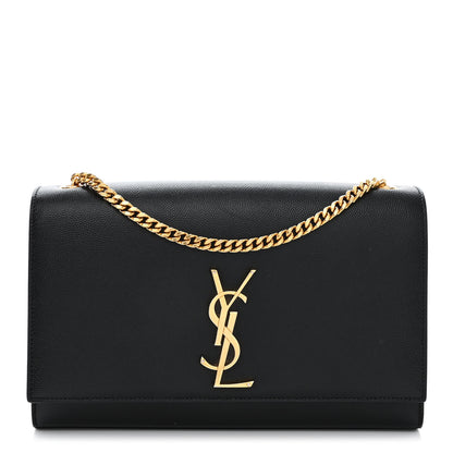 Saint Laurent Grain De Poudre Medium Classic Monogram Kate Satchel Black 1 of 13