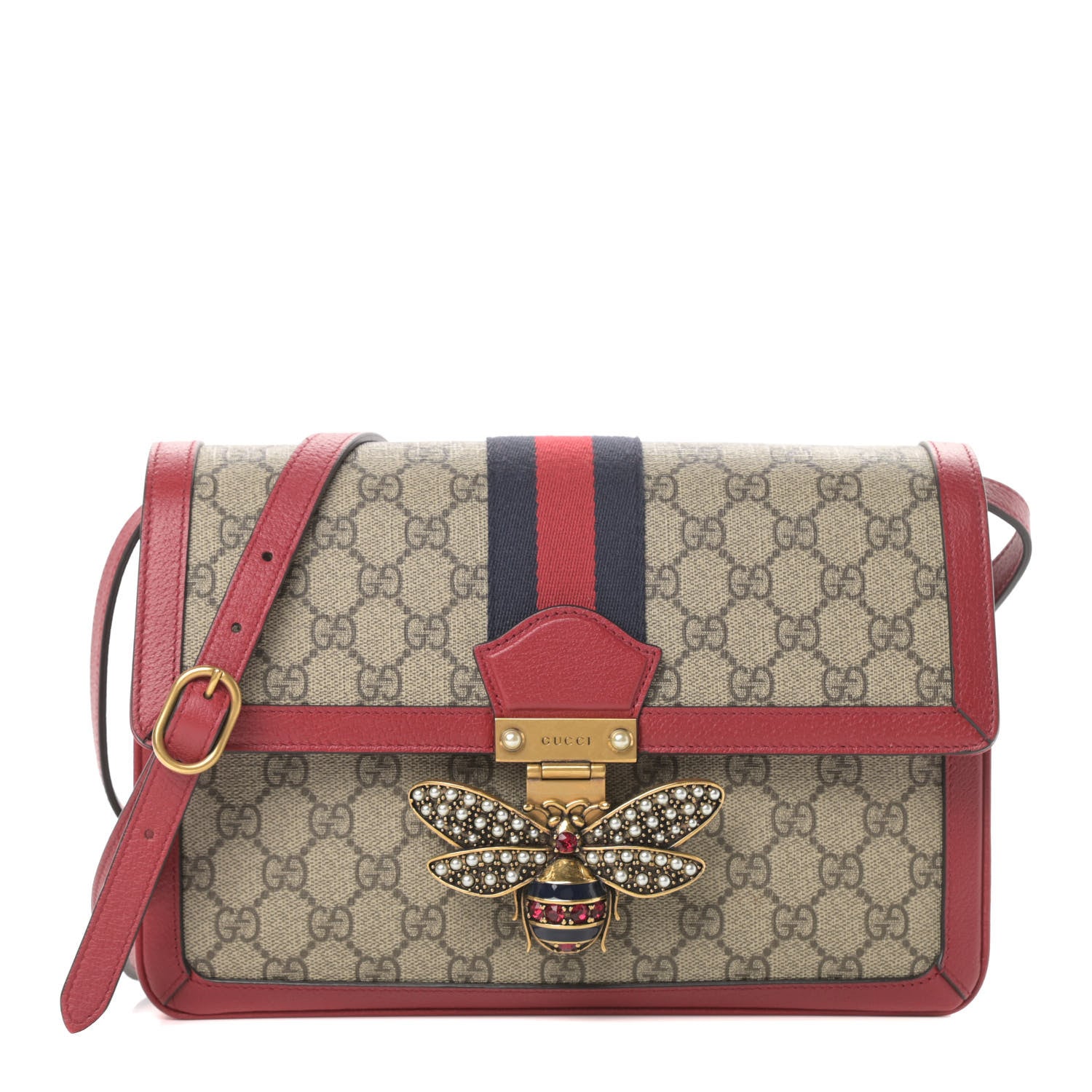 Gucci GG Supreme Monogram Medium Queen Margaret Shoulder Bag Red 1 of 12
