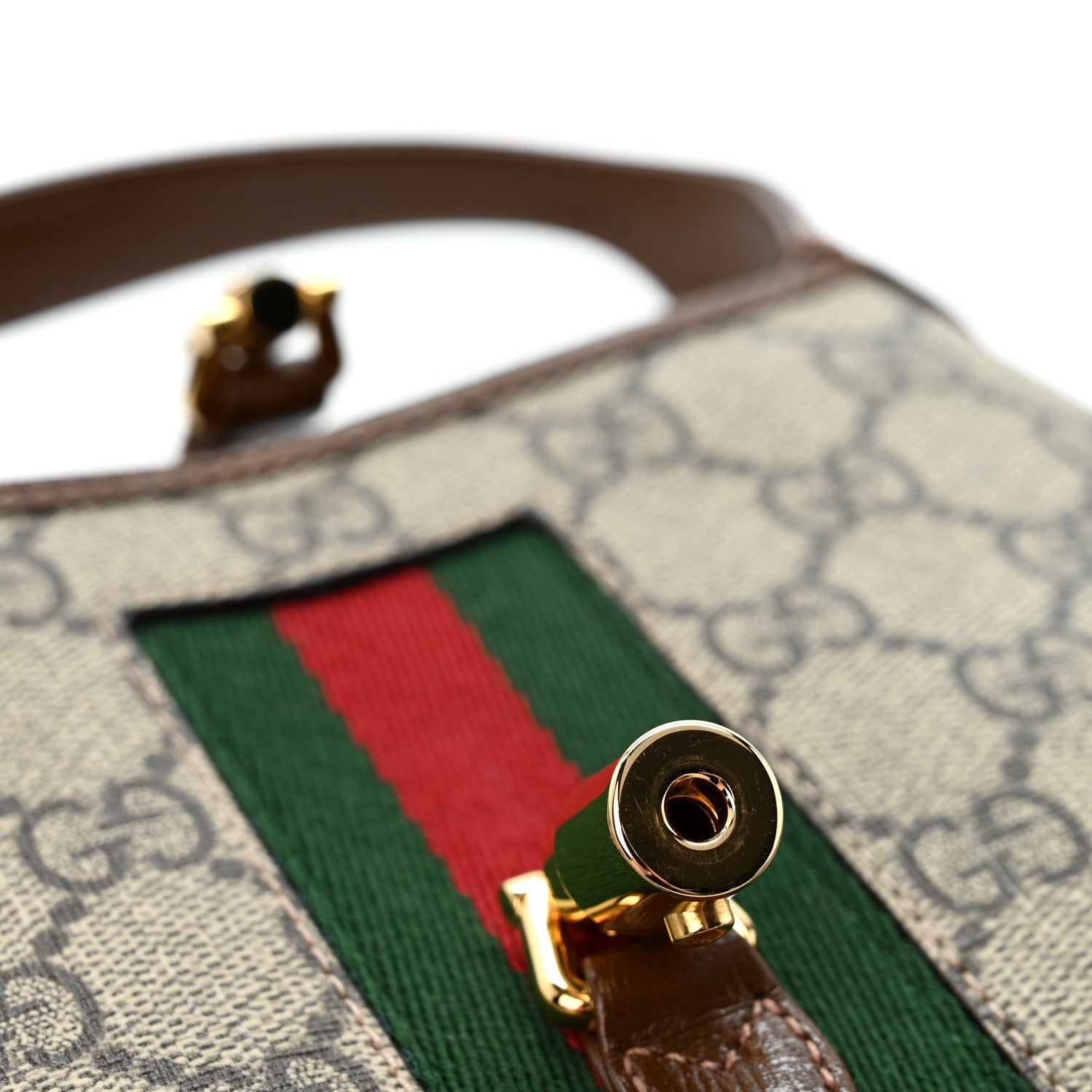 Gucci GG Supreme Monogram Azalea Calfskin Web Mini Jackie 1961 Hobo Beige Ebony Brown Sugar 11 of 11