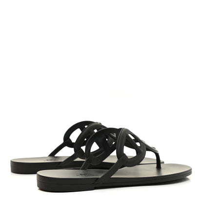 Hermes Rubber Womens Egerie Sandals 38 Black 4 of 10