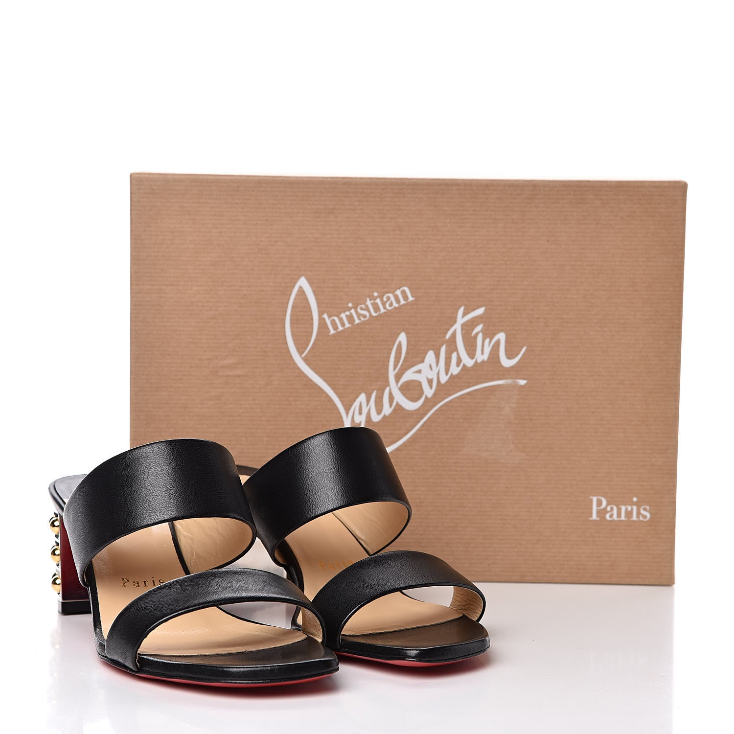 Christian Louboutin Nappa Vasa Opticat 55 Slide Sandals 37.5 Black Gold 11 of 11