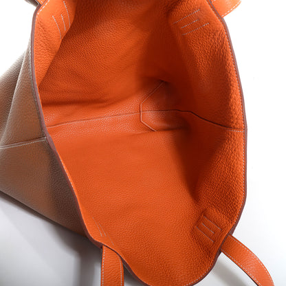 Hermes Taurillon Clemence Double Sens 36 Reversible Tote Gold and Orange 7 of 11