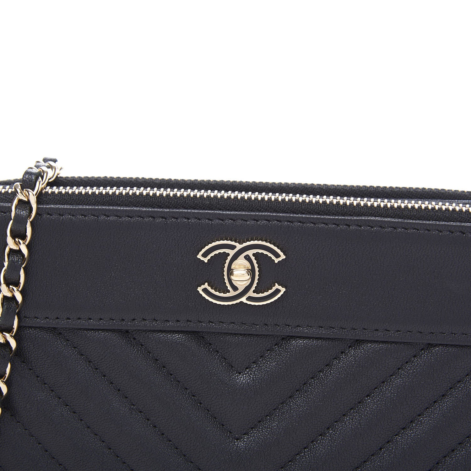 Chanel Metallic Sheepskin Chevron Quilted Small Vintage Mademoiselle Clutch With Chain Black 12 of 13