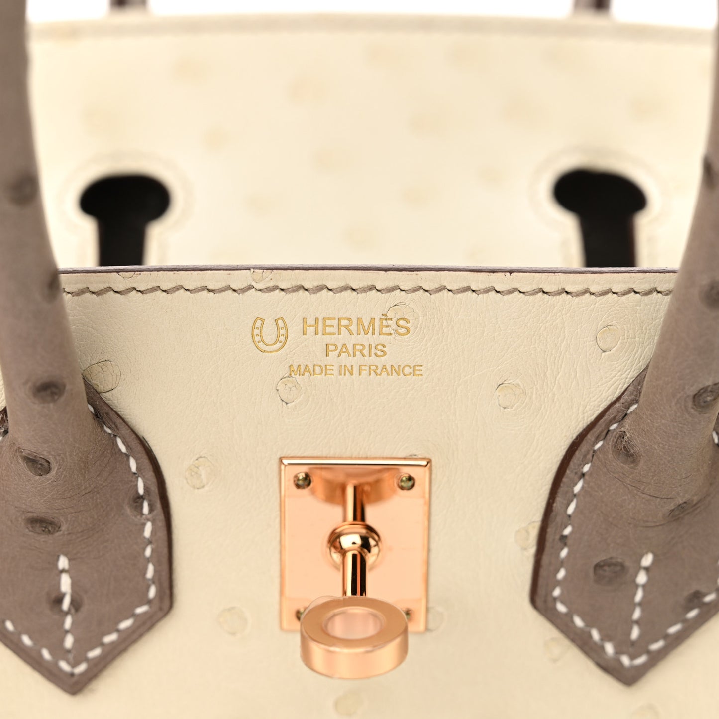 Ostrich Horseshoe Birkin 25 Beton Gris Tourterelle