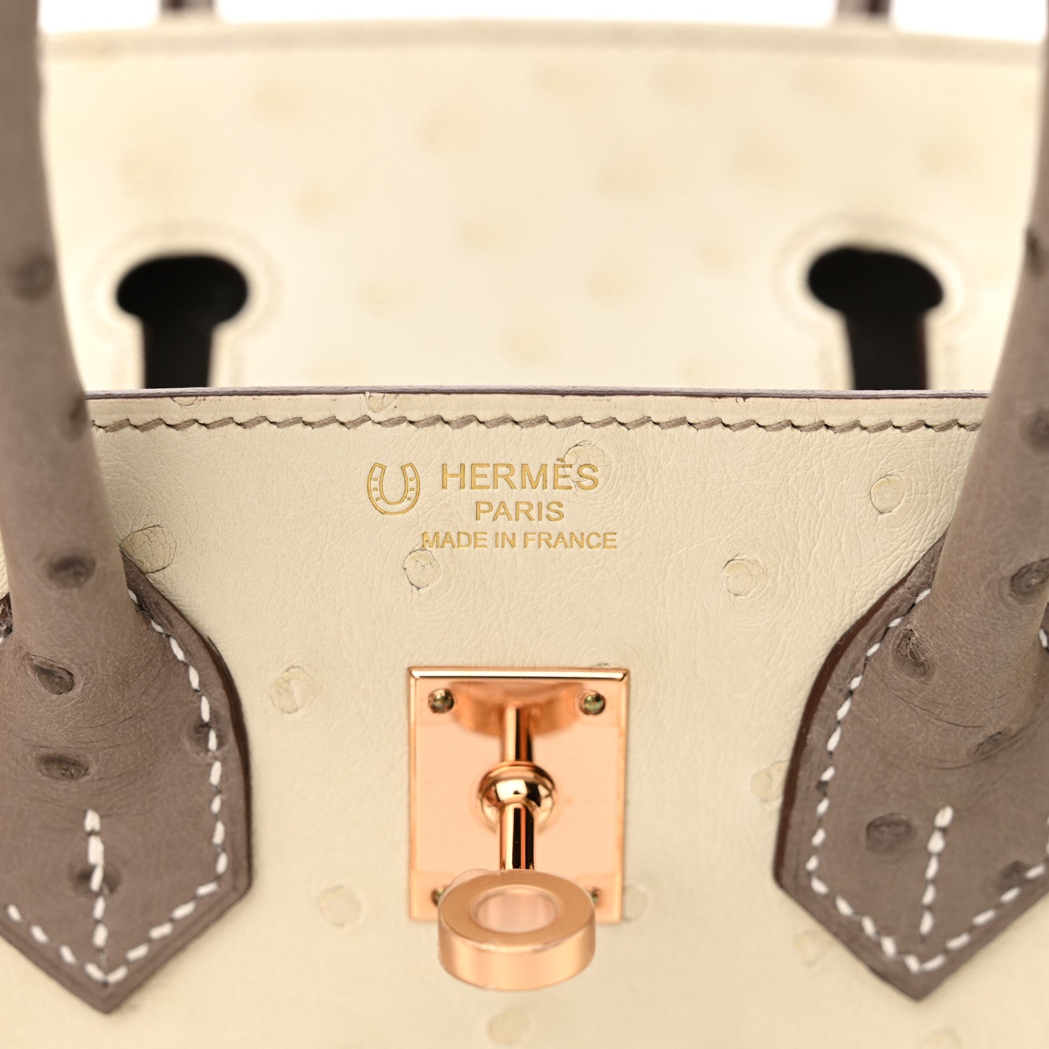 Hermes Ostrich Horseshoe Birkin 25 Beton Gris Tourterelle 6 of 10