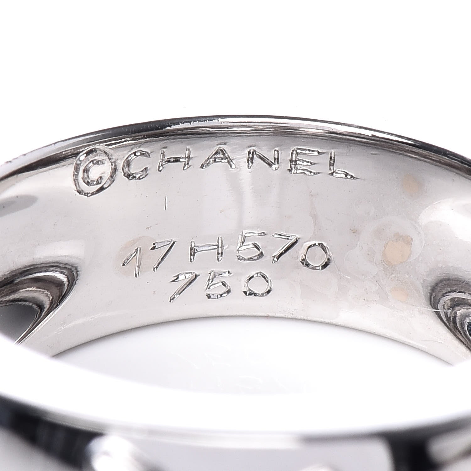 Chanel 18K White Gold Diamond Camelia Band Ring 52 6 5 of 5