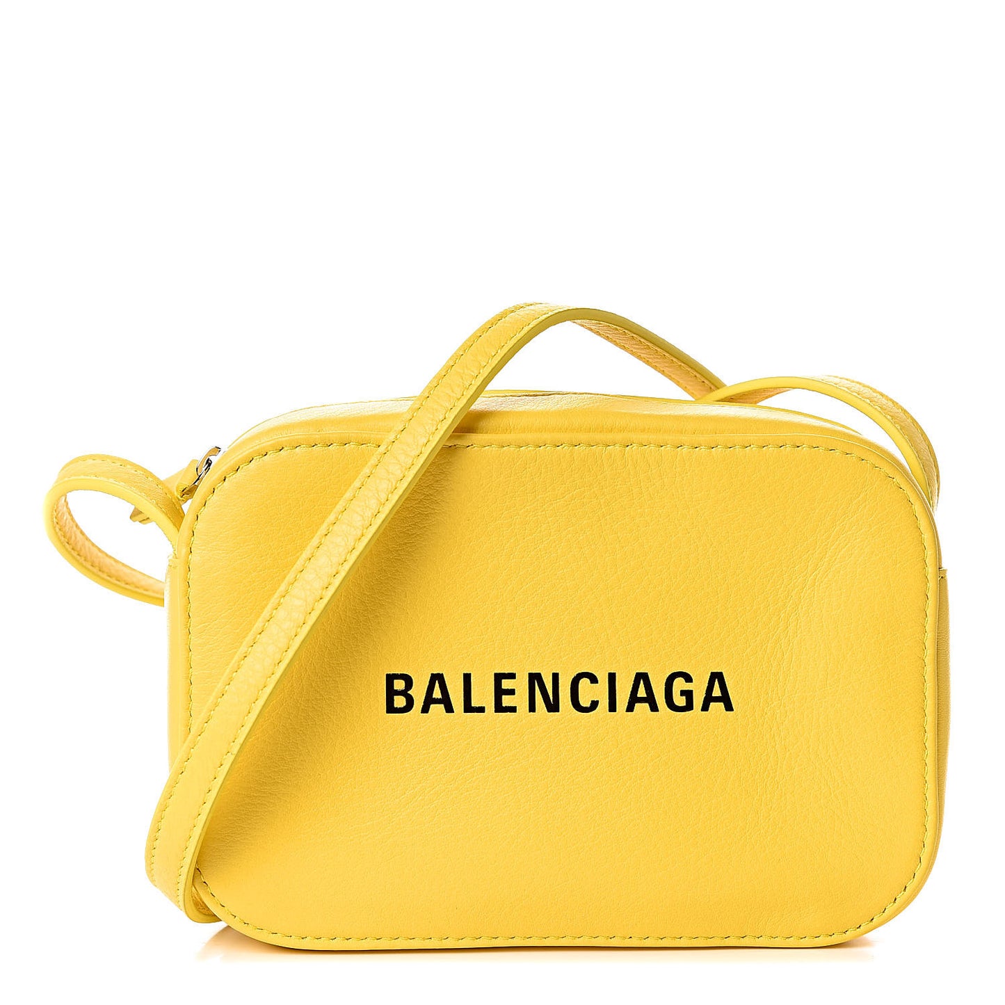 Smooth Calfskin Logo XS Everyday Camera Bag Jaune Soleil Black