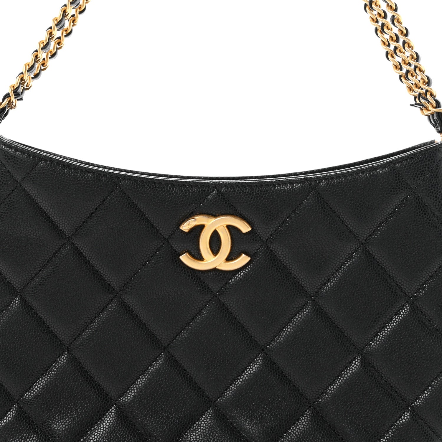 Chanel Caviar Quilted Triple Chain Hobo Black 8 of 10