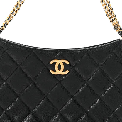 Chanel Caviar Quilted Triple Chain Hobo Black 8 of 10