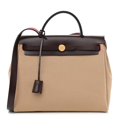 Hermes Toile Officier Vache Hunter Verso Herbag Zip PM 31 Rouge Sellier Trench Bleu Tempete 3 of 13