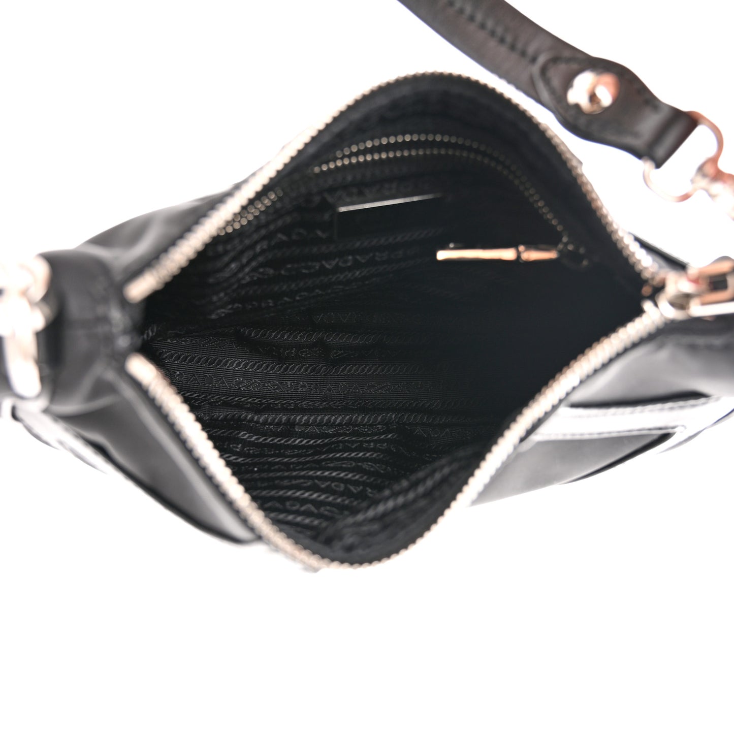 Tessuto Nylon Soft Calfskin Shoulder Bag Black
