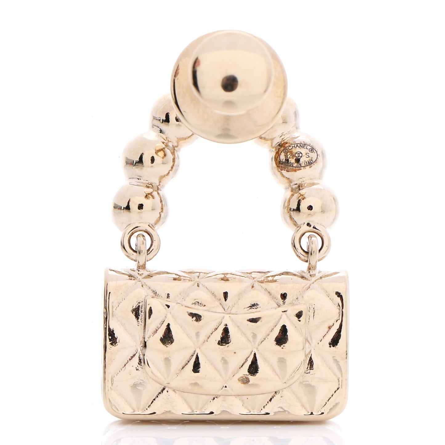 Pearl Quilted Flap Brooch Gold