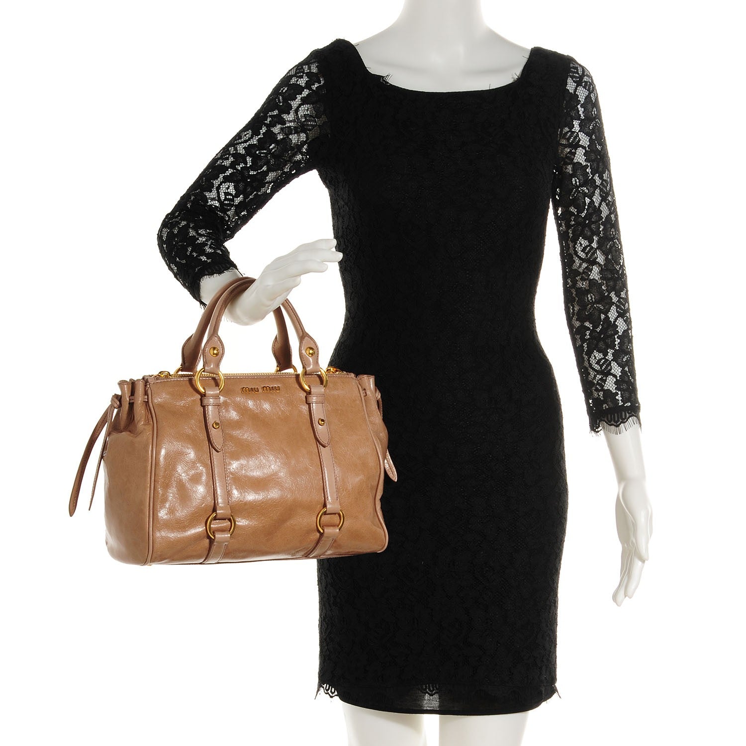 Miu Miu Vitello Shine Double Zip Tote Cammeo 2 of 8