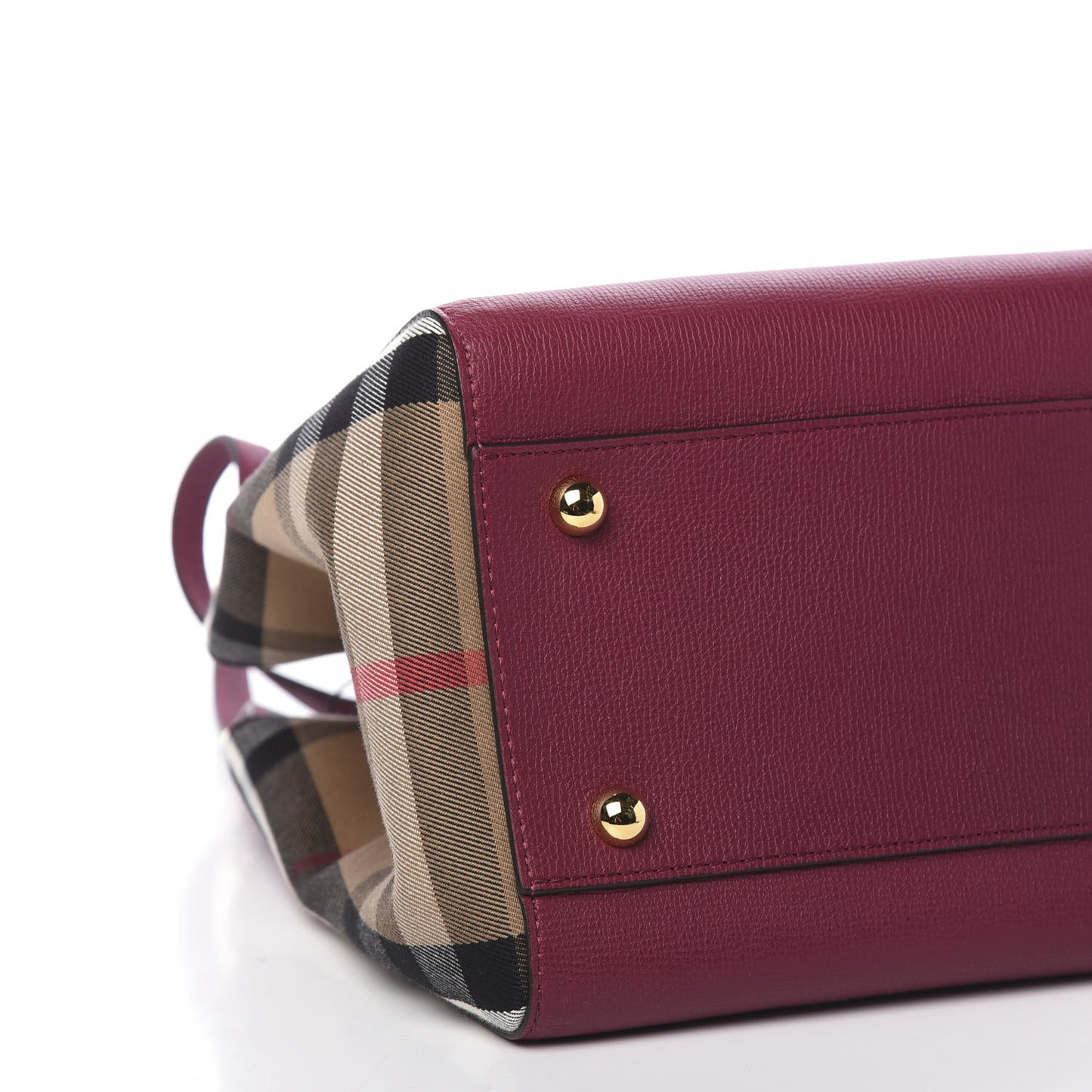 Grainy Calfskin House Check Small Canterbury Tote Berry Pink