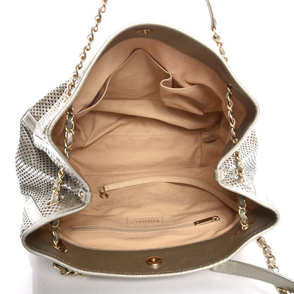 Chanel Calfskin Perforated Up In The Air North South Tote Gold 5 of 11
