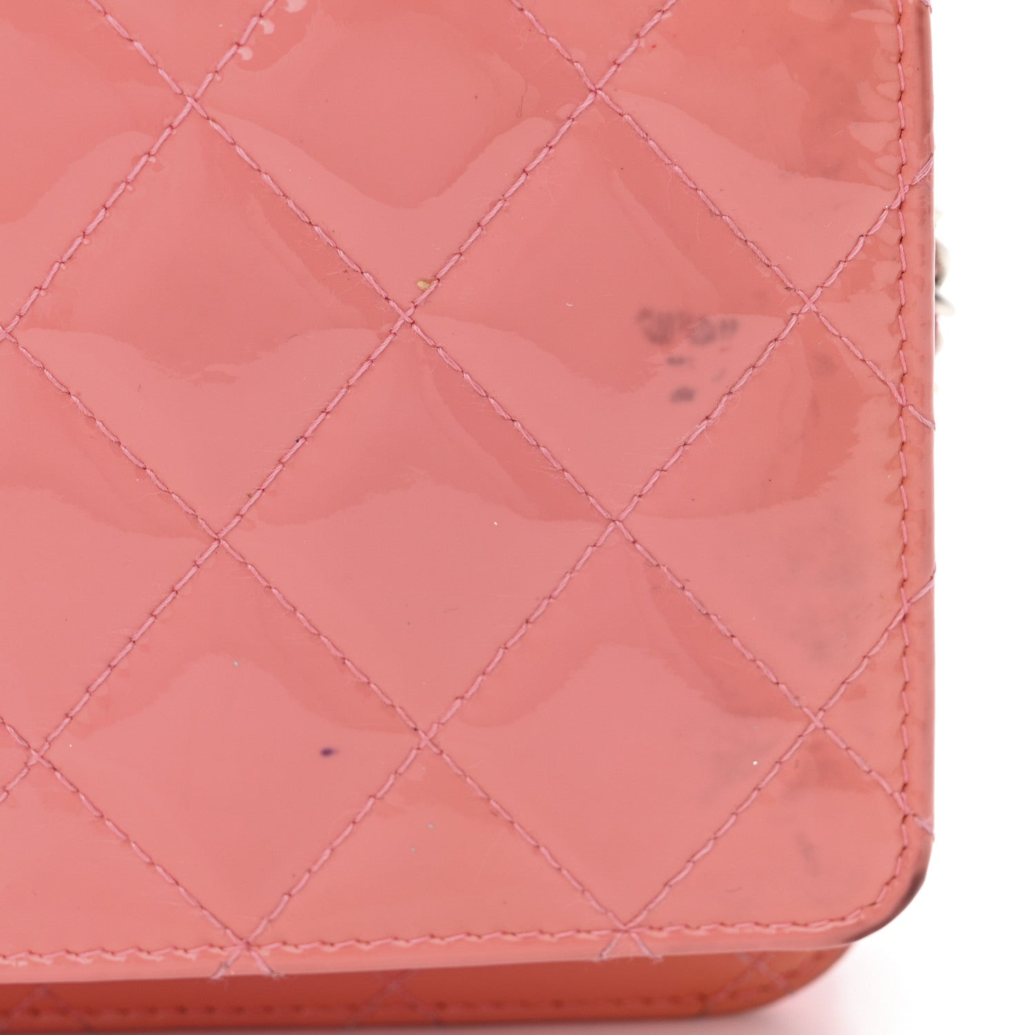Chanel Patent Quilted Wallet On Chain WOC Coral 14 of 18