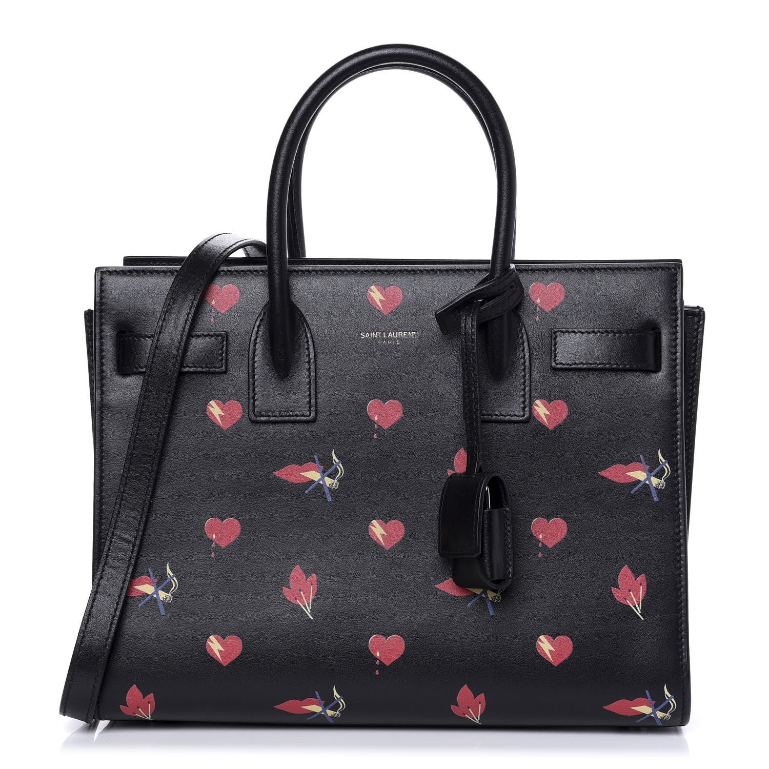Saint Laurent Calfskin Heart Bolts Baby Sac De Jour Black 1 of 9