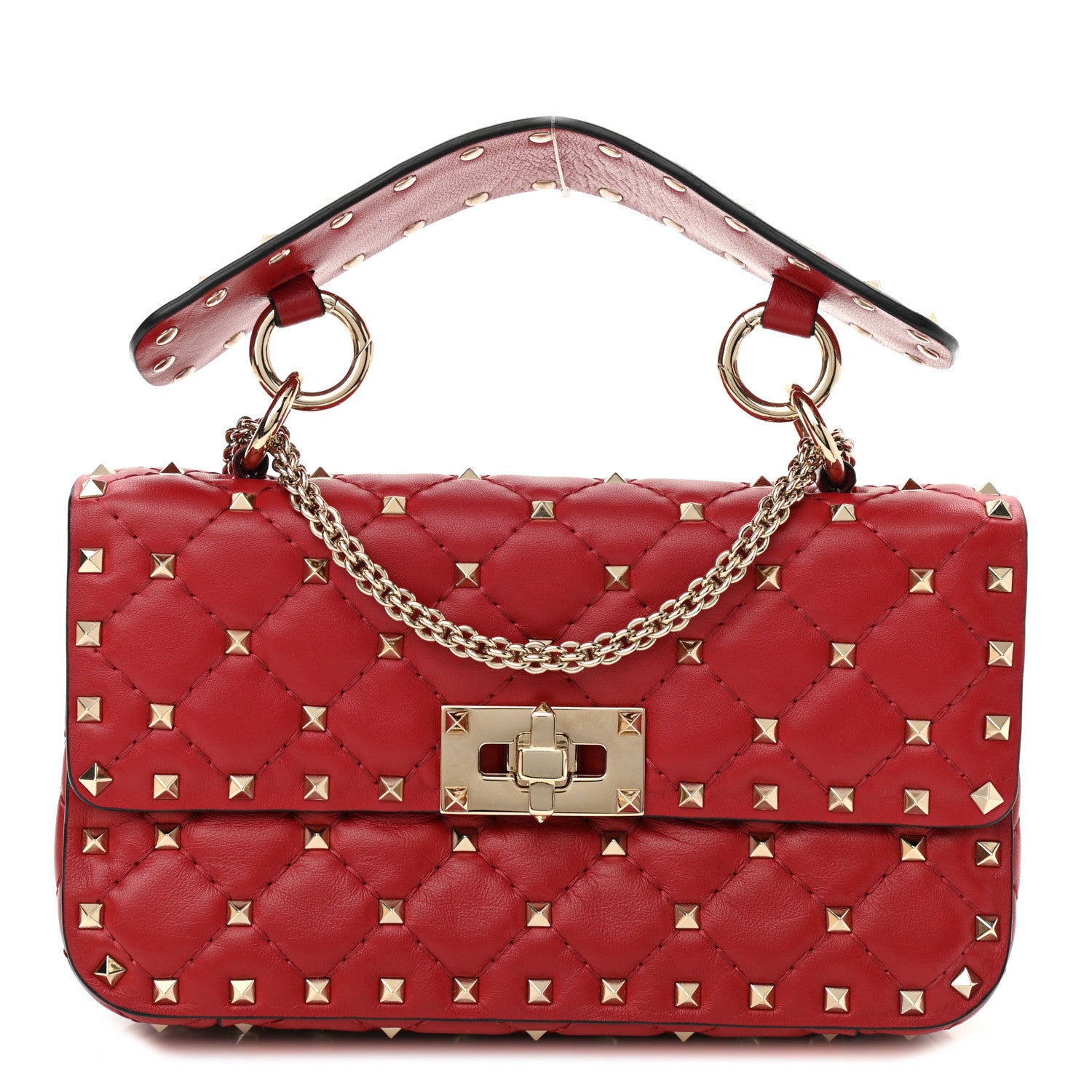 Valentino Garavani Nappa Small Rockstud Spike Shoulder Bag Rosso Valentino 1 of 9