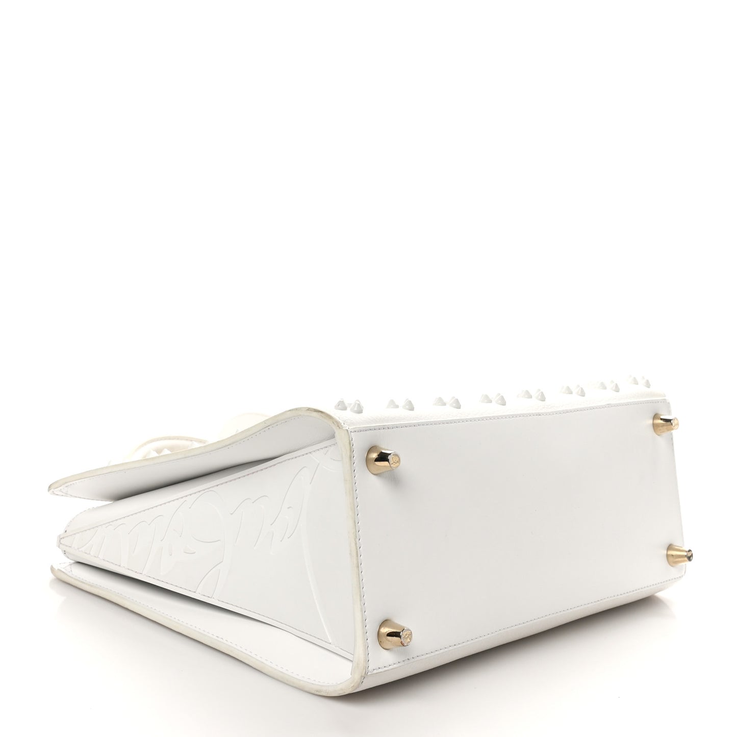 Calfskin Spikes Loubinthesky Medium Paloma White