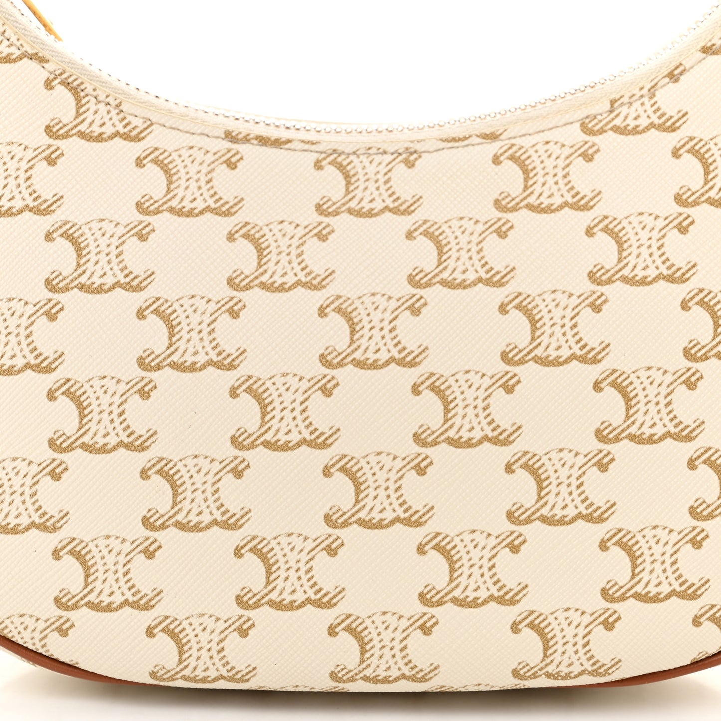 Canvas Calfskin Ava Triomphe Shoulder Bag White