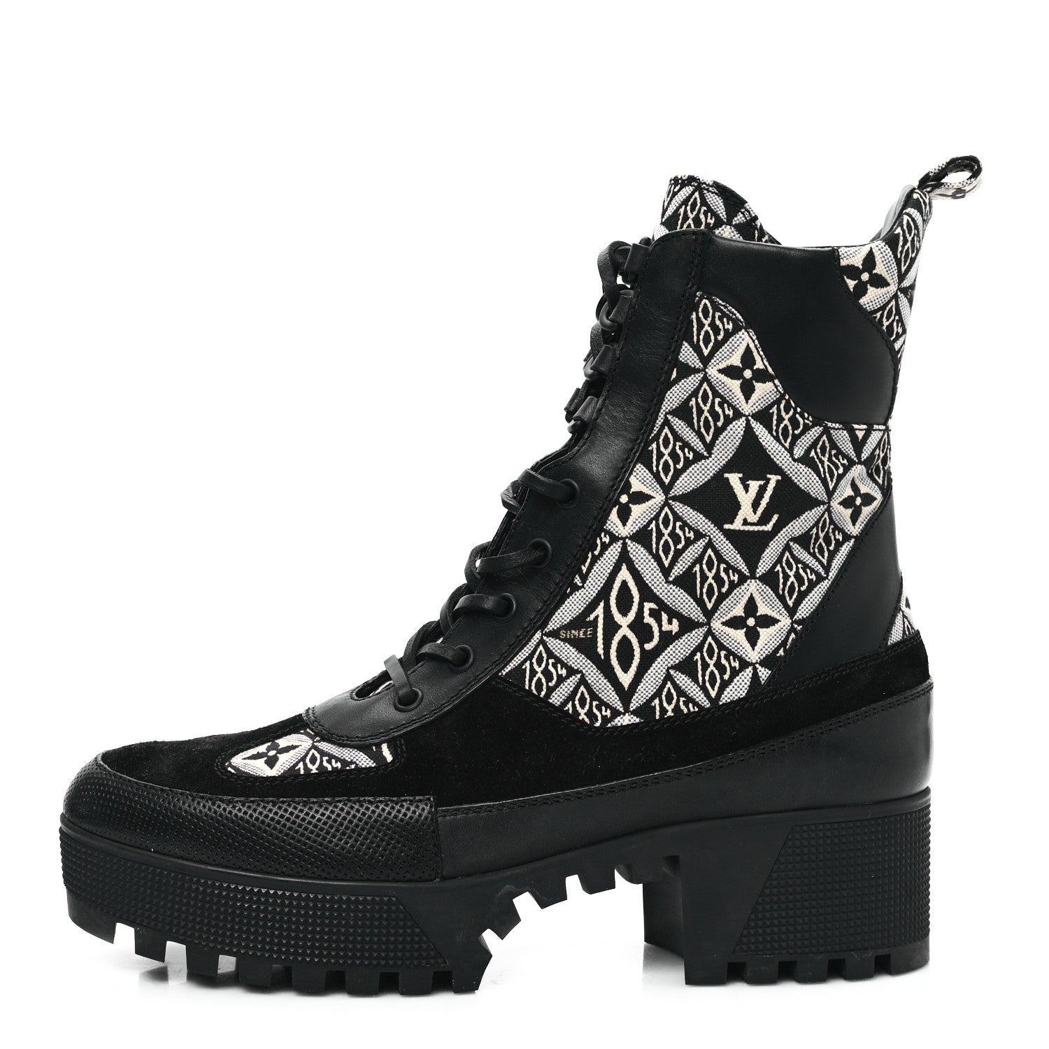 Louis Vuitton Suede Calfskin Jacquard Since 1854 Laureate Platform Desert Boots 41 Black 1 of 10