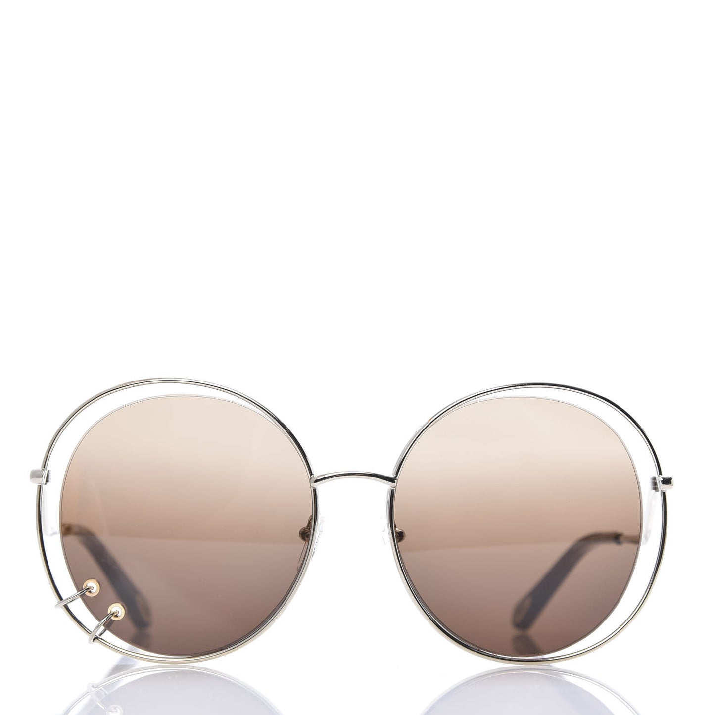 Oversize Round Sunglasses CE153S Silver Brown
