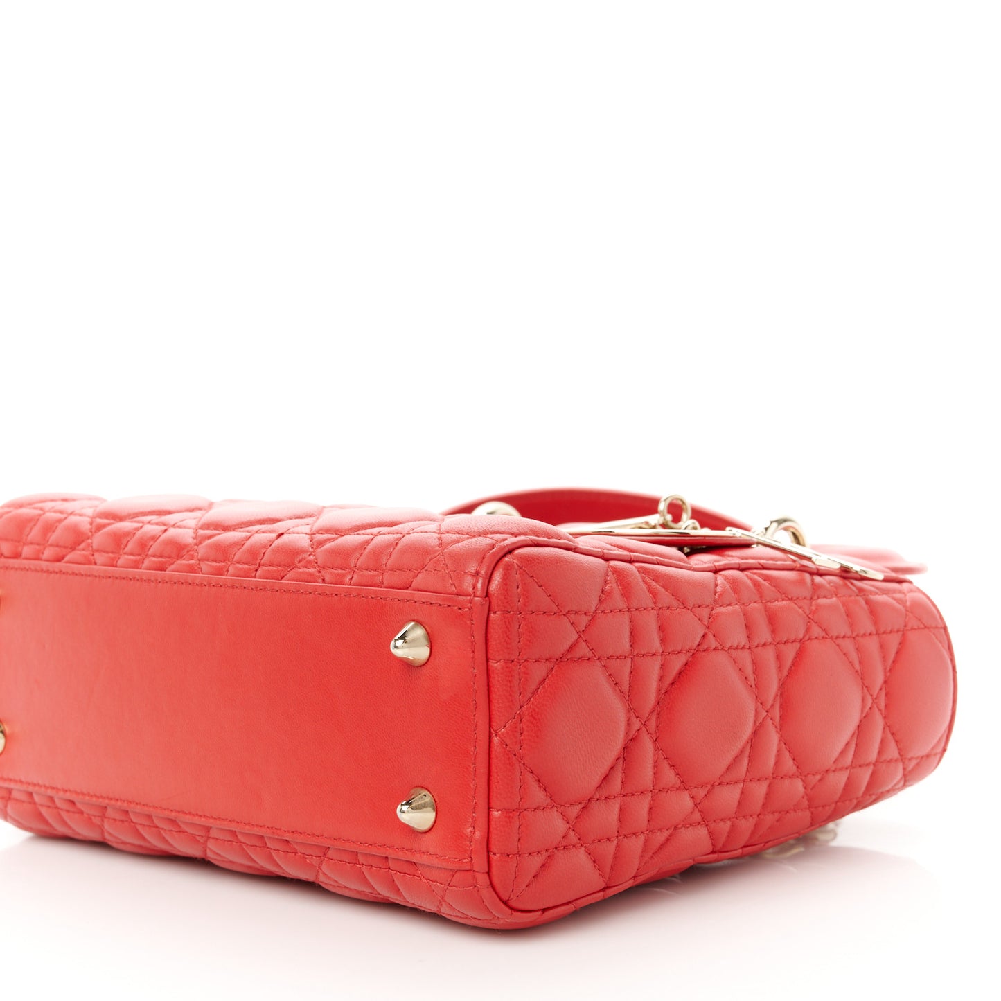 Lambskin Cannage Small Lucky Badges My Lady Dior Red