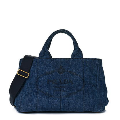 Prada Denim Logo Tote Bleu 1 of 8