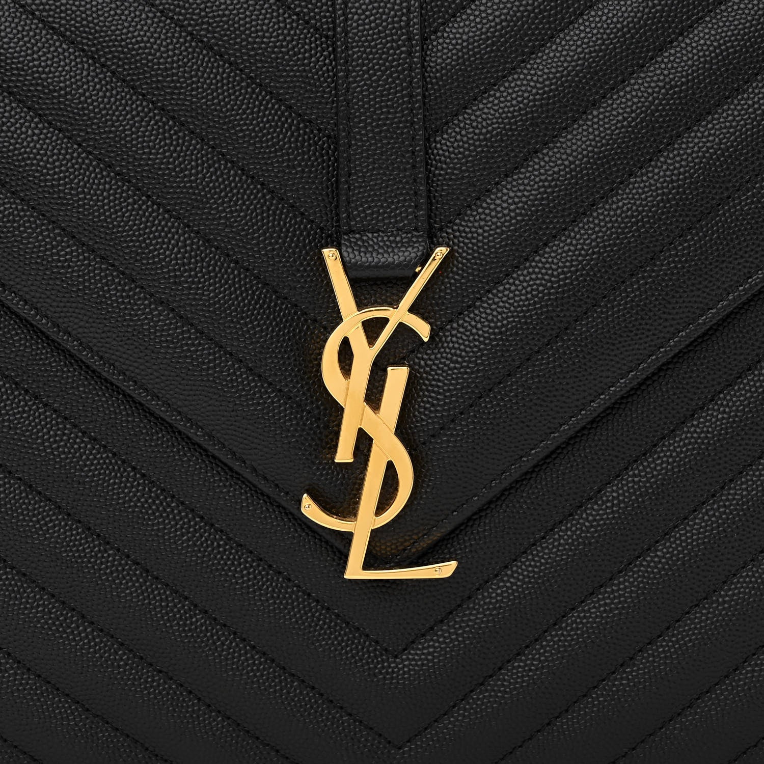 Saint Laurent Grain De Poudre Matelasse Chevron Large Monogram Satchel Black 8 of 10