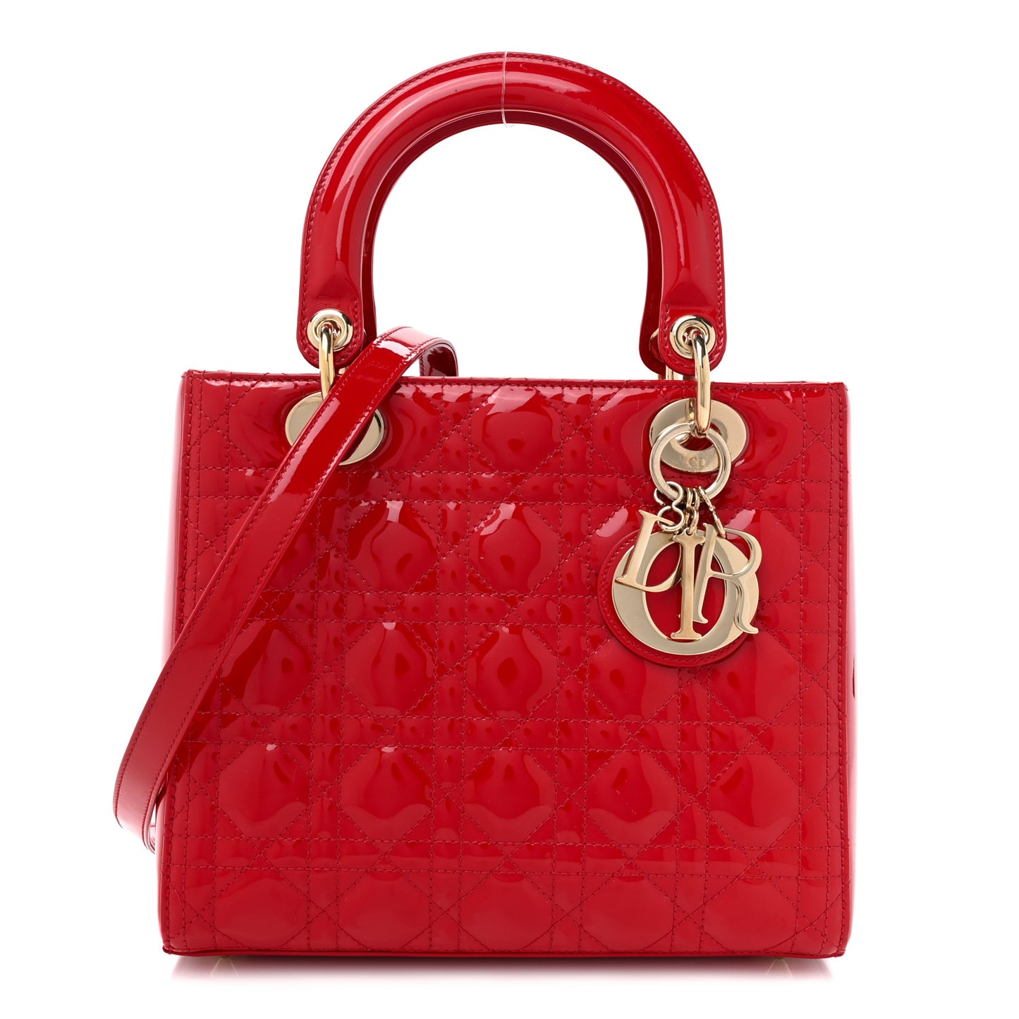Patent Cannage Medium Lady Dior Red