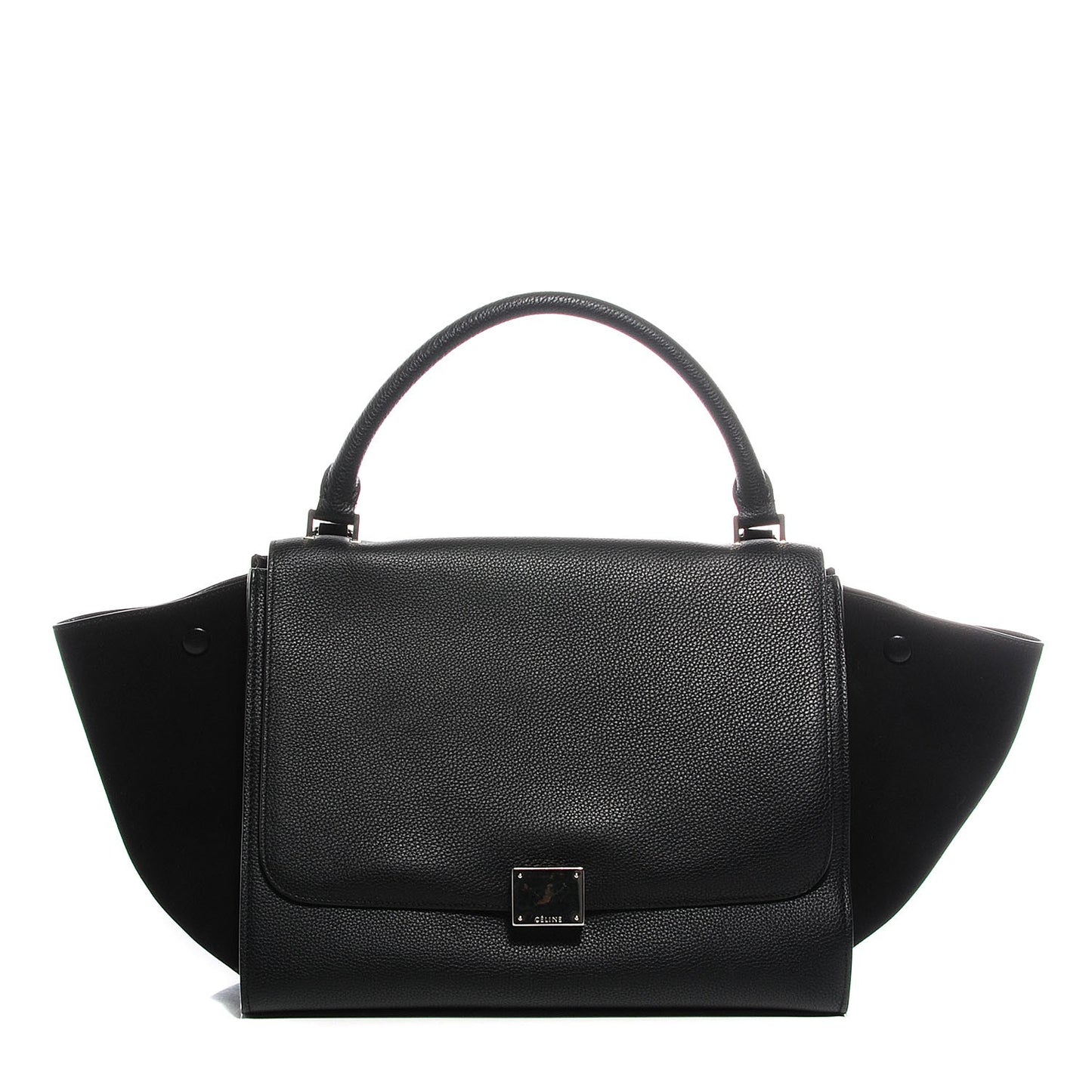 Drummed Calfskin Suede Medium Trapeze Black