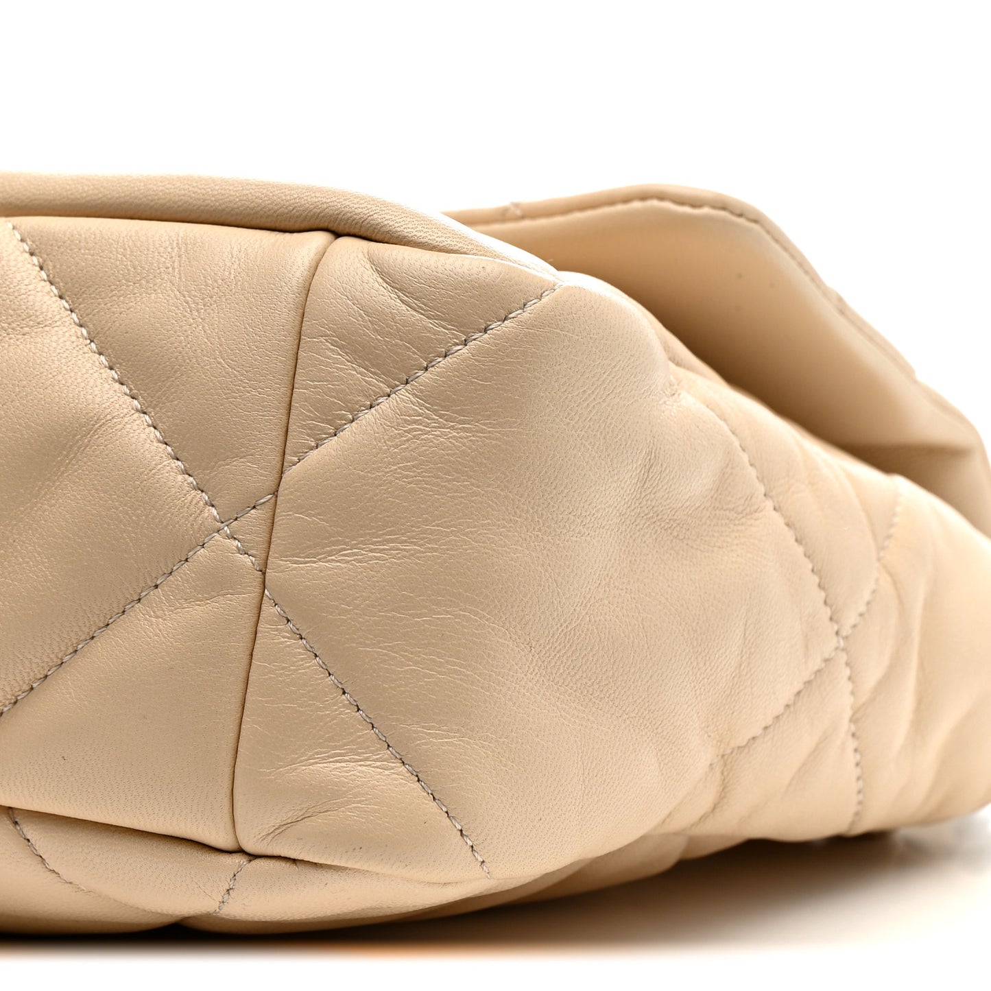 Goatskin Quilted Large Chanel 19 Flap Beige