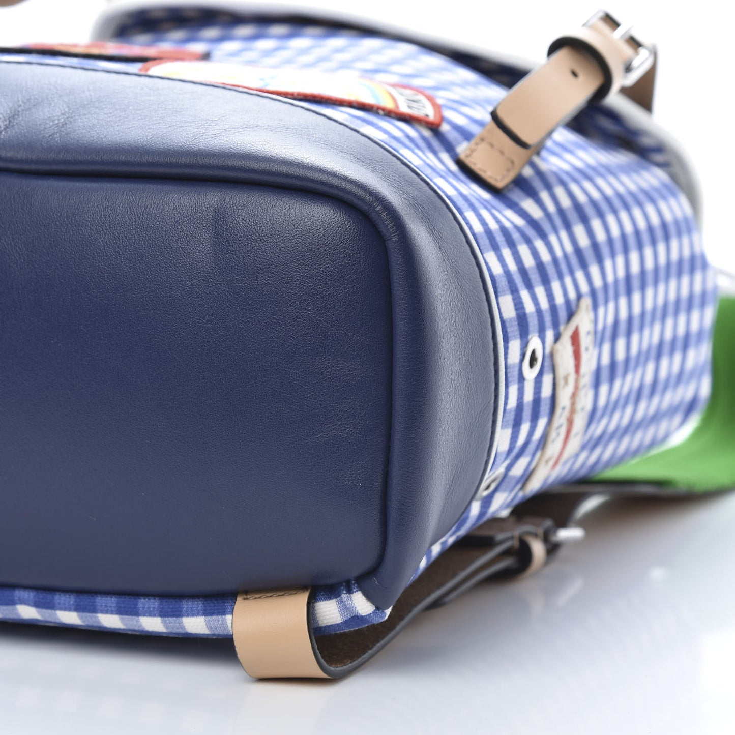 Coated Canvas Childrens Gingham Backpack Blue White