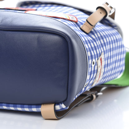 Gucci Coated Canvas Childrens Gingham Backpack Blue White 9 of 11