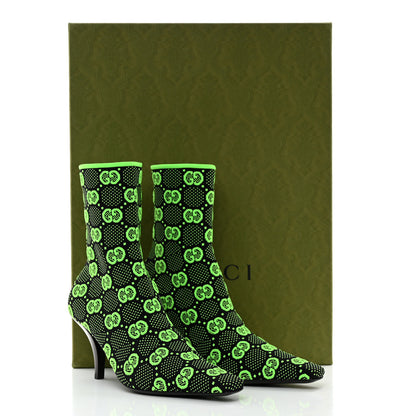 Gucci Technical Jersey Knit GG Monogram Square G 75mm Ankle Boots 36.5 Black Neon Green 8 of 8