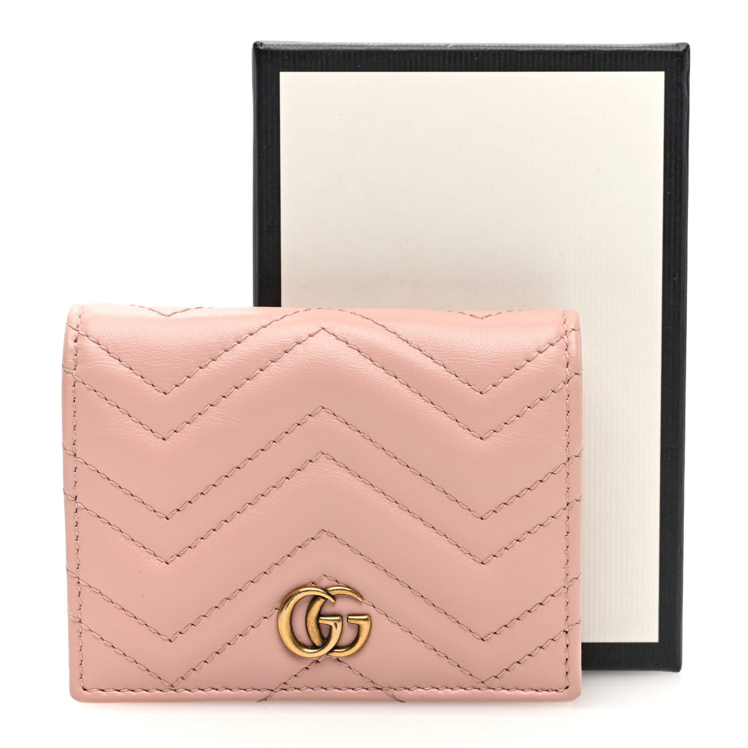 Gucci Calfskin Matelasse GG Marmont Card Case Wallet Perfect Pink 7 of 7